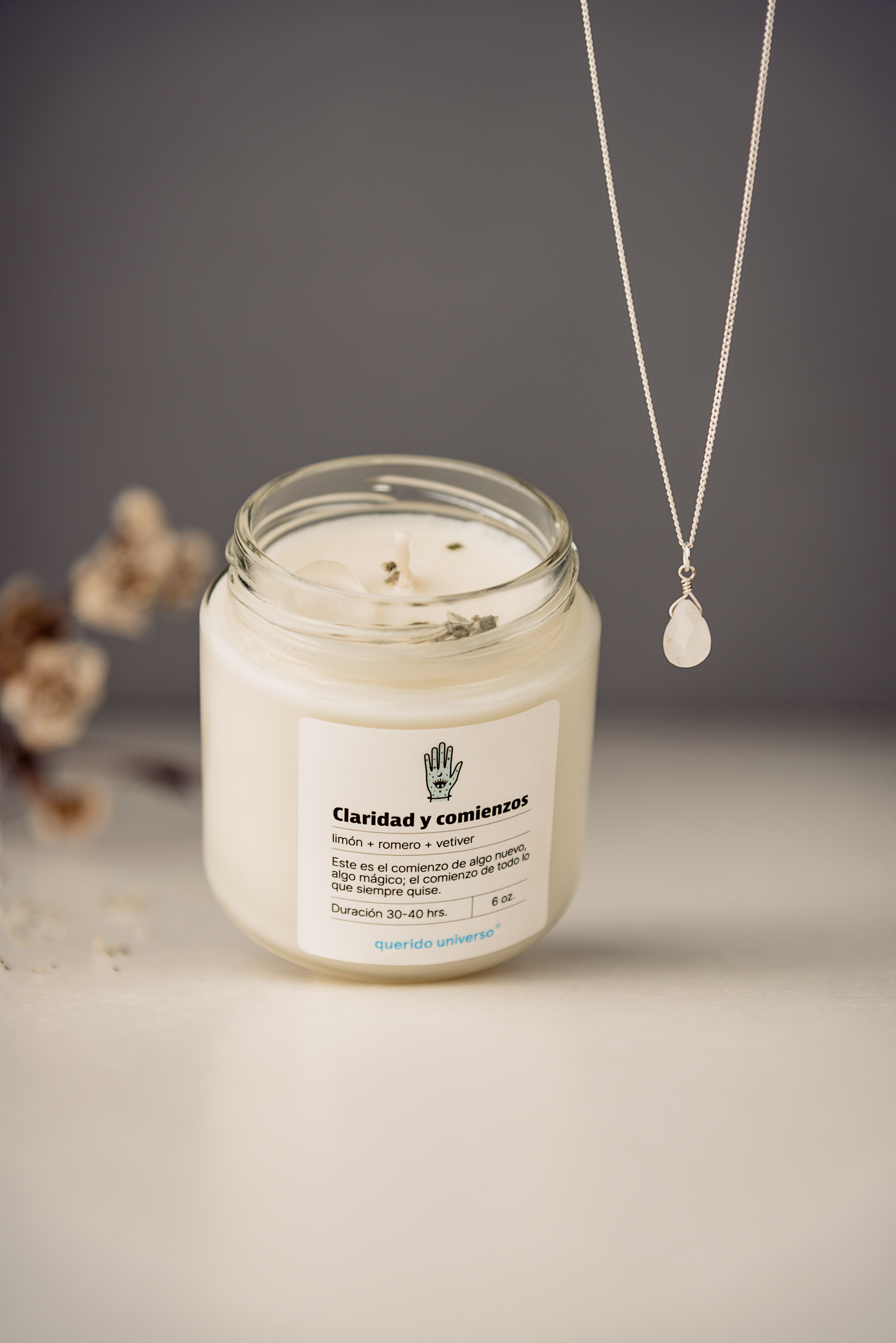 Vela Claridad y comienzos + collar